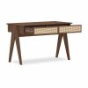 Campbell Large Office Desk, Walnut Effect & Cane