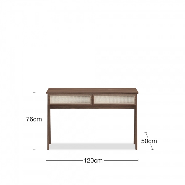 Campbell Large Office Desk, Walnut Effect & Cane