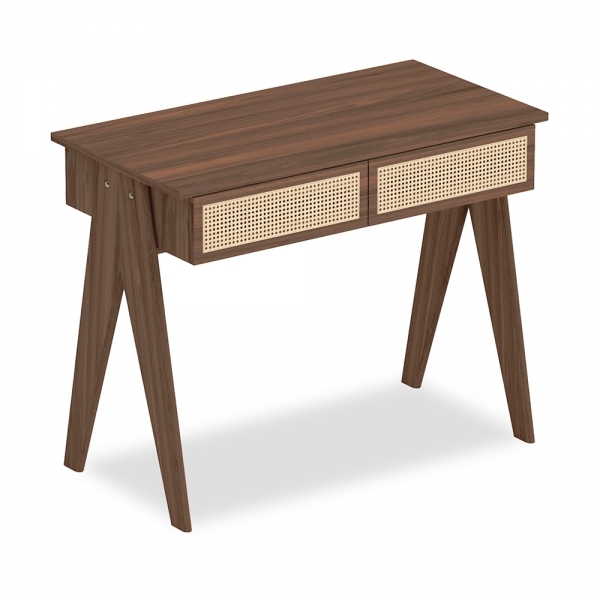 Campbell Office Desk, Walnut Effect & Cane