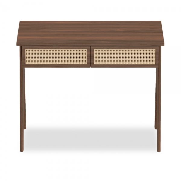 Campbell Office Desk, Walnut Effect & Cane