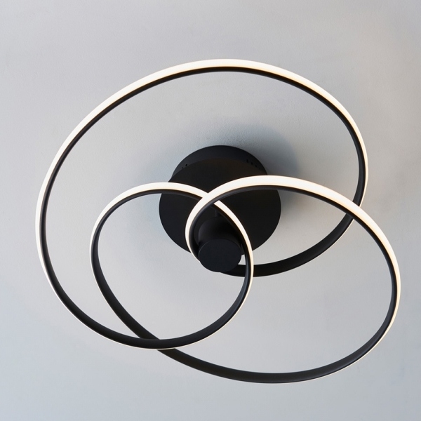 Cara Flush Ceiling Light, Black