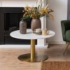 Corby Round Coffee Table, White Marble & Brass