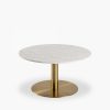 Corby Round Coffee Table, White Marble & Brass