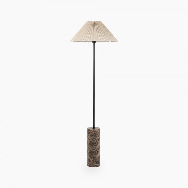 Danika Pleated Shade Floor Lamp, Linen & Brown Marble