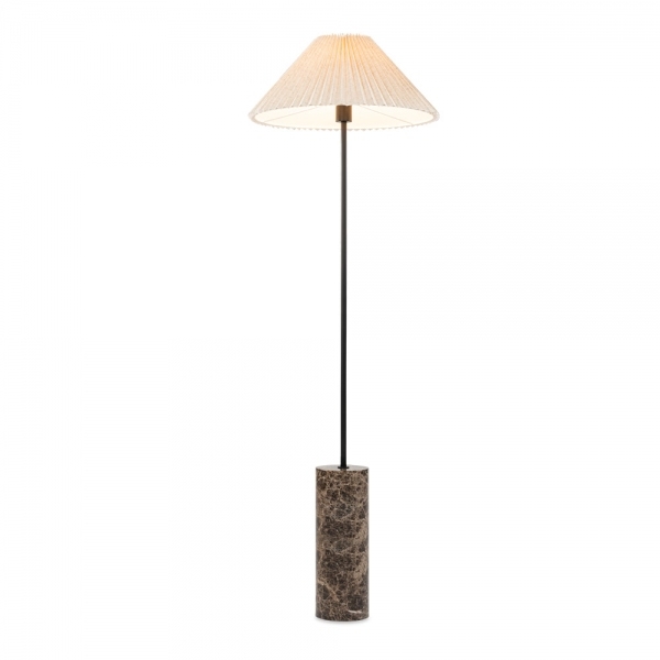 Danika Pleated Shade Floor Lamp, Linen & Brown Marble