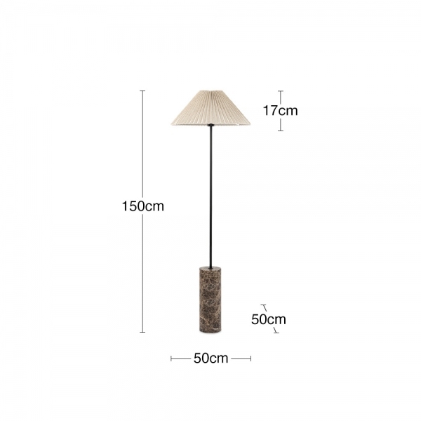 Danika Pleated Shade Floor Lamp, Linen & Brown Marble