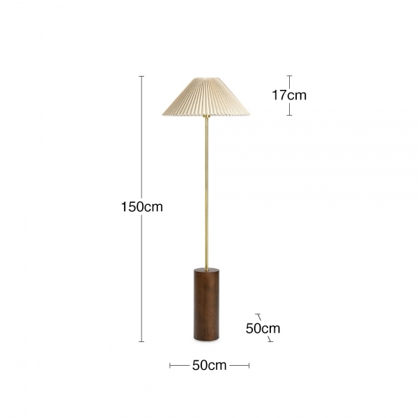 Danika Pleated Shade Floor Lamp, Linen & Walnut
