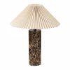 Danika Pleated Shade Table Lamp, Linen & Brown Marble