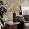 Danika Pleated Shade Table Lamp, Linen & Brown Marble