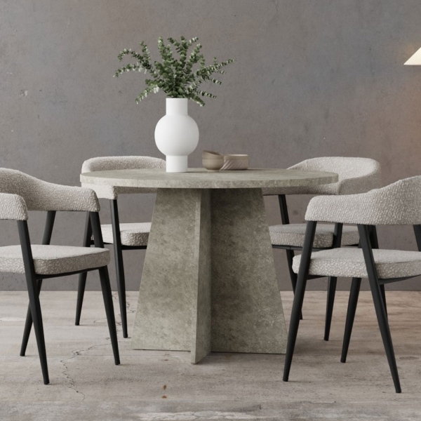 devan-4-seat-round-dining-table-grey-concrete-effect-p44496-2880622_image Devan 4 Seat Round Dining Table, Grey Concrete Effect