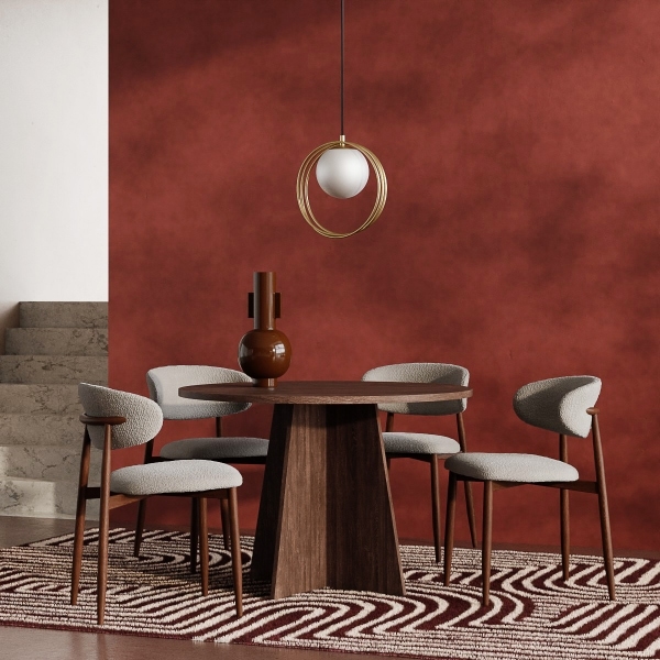 devan-halston-4-chair-dining-set-walnut-speckled-stone-sustainable-boucle-p46187-2882039_image Devan & Halston 4 Chair Dining Set, Walnut & Speckled Stone Sustainable Boucle