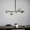 Elias Pendant Chandelier, Smokey Glass & Chrome Black