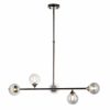 Elias Pendant Chandelier, Smokey Glass & Chrome Black