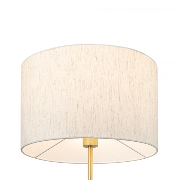 Elodie Floor Lamp, White Linen & Walnut