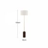 Elodie Floor Lamp, White Linen & Walnut
