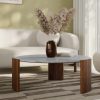 Emil Round Coffee Table, Dark Mango Wood & Grey Marble