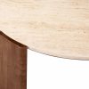 Emil Round Coffee Table, Dark Mango Wood & Travertine