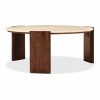 Emil Round Coffee Table, Dark Mango Wood & Travertine