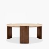 Emil Round Coffee Table, Dark Mango Wood & Travertine