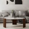 Emil Round Coffee Table, Dark Mango Wood & White Marble