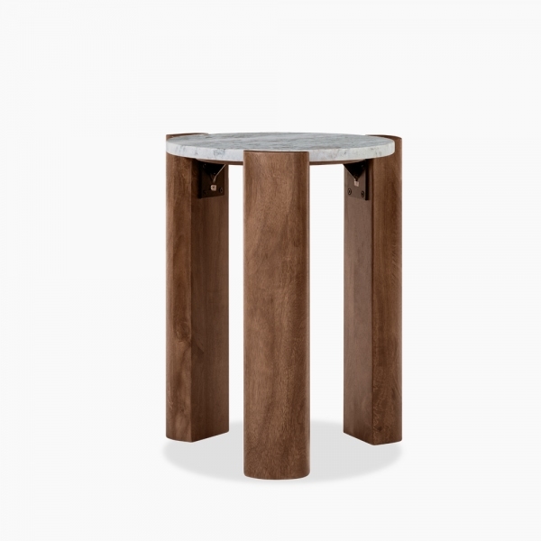 emil-round-side-table-dark-mango-wood-grey-marble-p44567-2874266_image Emil Round Side Table, Dark Mango Wood & Grey Marble