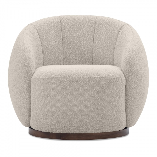 Emile Swivel Armchair, Speckled Stone Sustainable Boucle