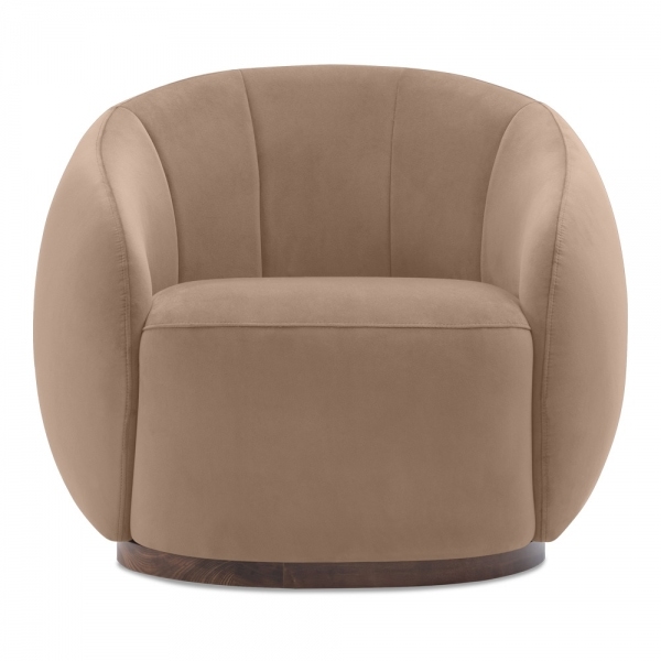 Emile Swivel Armchair, Taupe Sustainable Velvet