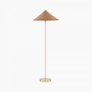 Francia Floor Lamp, Rattan & Brass
