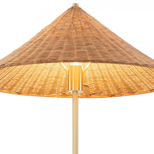 Francia Floor Lamp, Rattan & Brass