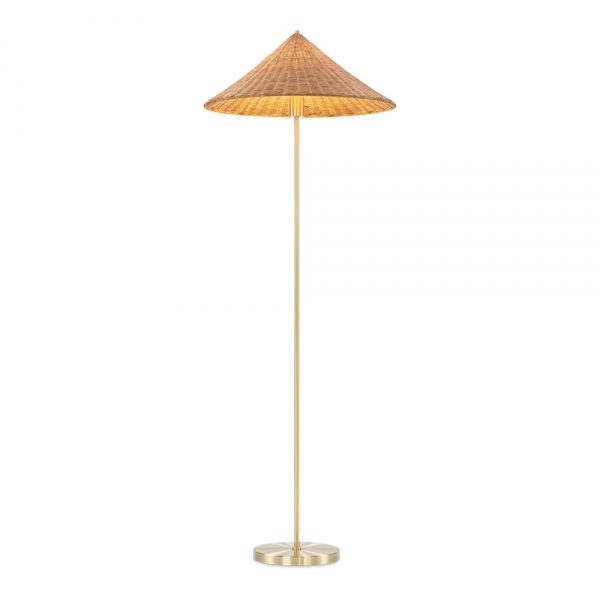 Francia Floor Lamp, Rattan & Brass
