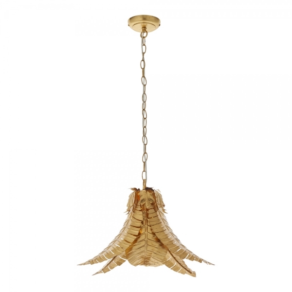 Freda Palm Leaf Pendant, Antique Brass
