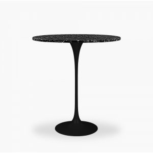 Fulham Round Bar Table, Black Terrazzo & Black