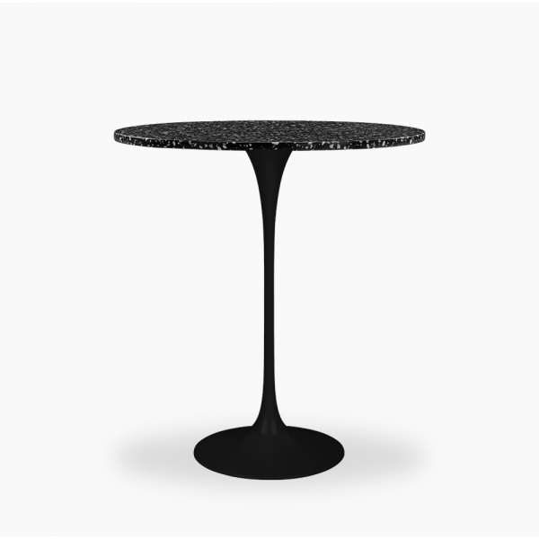 Fulham Round Bar Table, Black Terrazzo & Black
