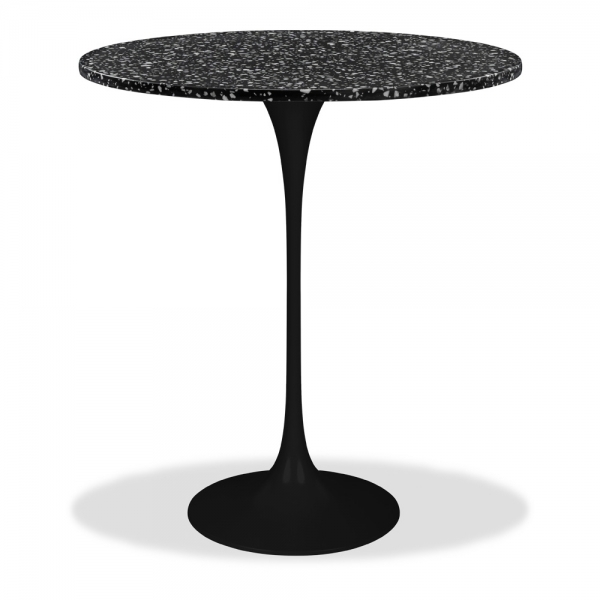 Fulham Round Bar Table, Black Terrazzo & Black