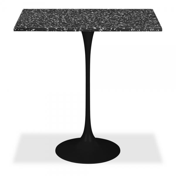 Fulham Square Bar Table, Black Terrazzo & Black