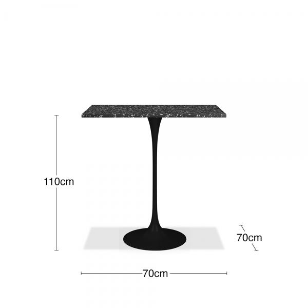 Fulham Square Bar Table, Black Terrazzo & Black