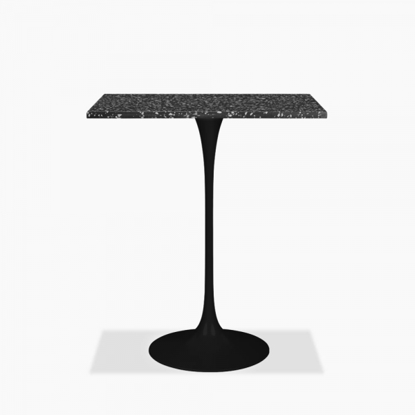 Fulham Square Bar Table, Black Terrazzo & Black