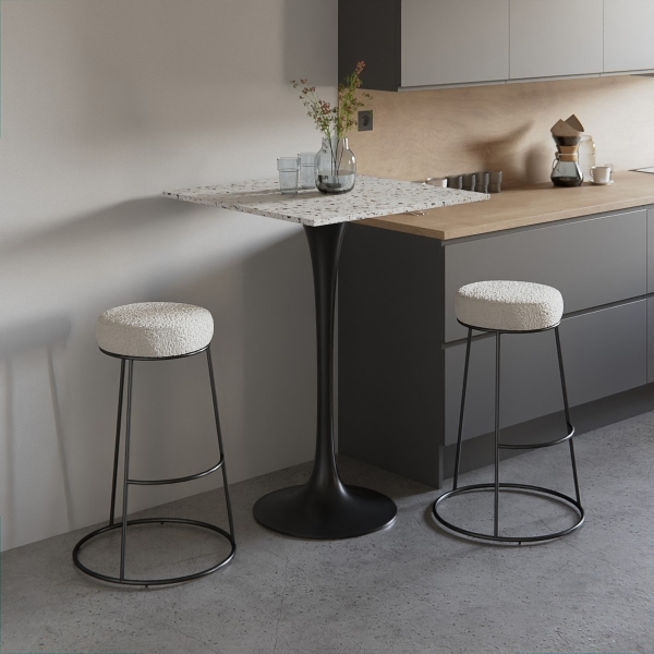 Fulham Square Bar Table, Terrazzo & Black 80cm