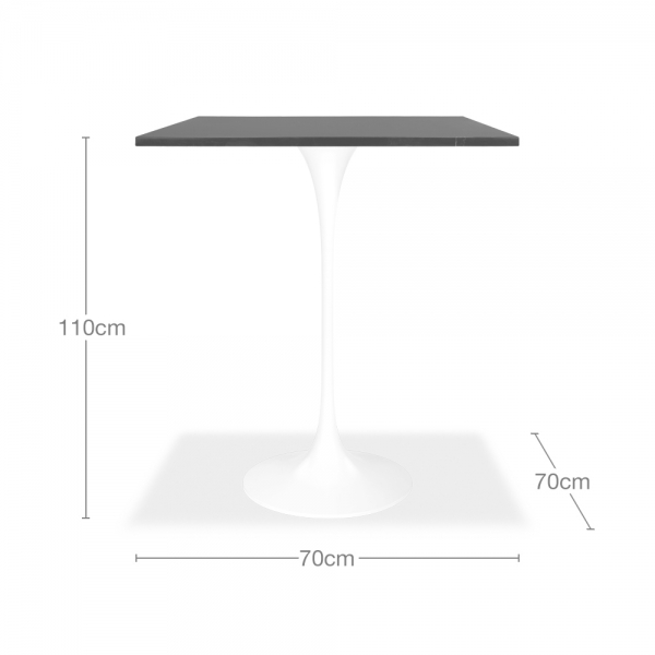 Fulham Square Bar Table, White Marble & White