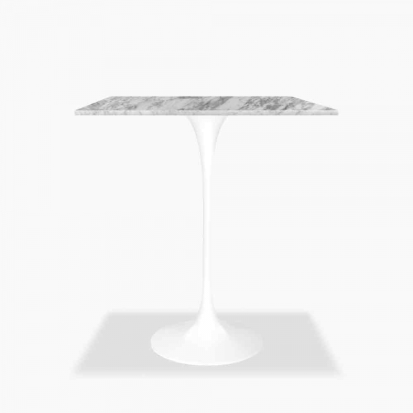 Fulham Square Bar Table, White Marble & White