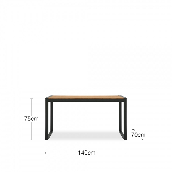 Gastro 4 Seat Wooden Dining Table, Elm Wood & Black
