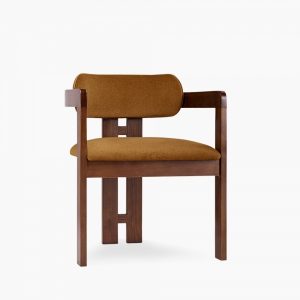 Hallie Carver Dining Chair, Caramel Sustainable Mohair Velvet