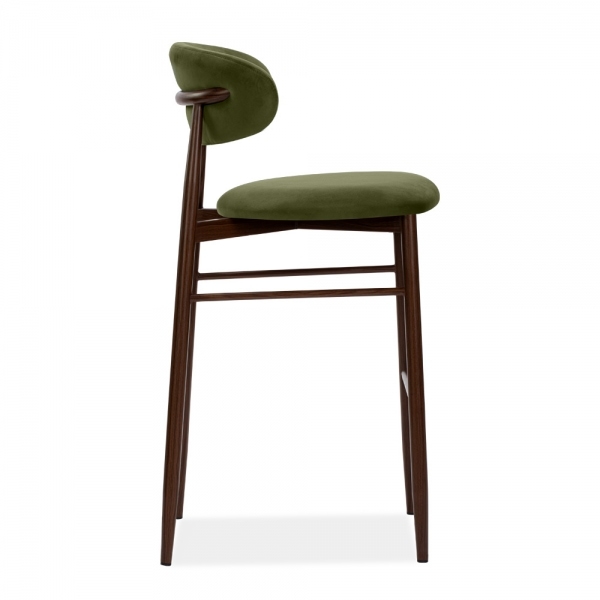Halston Bar Stool, Olive Green Sustainable Velvet