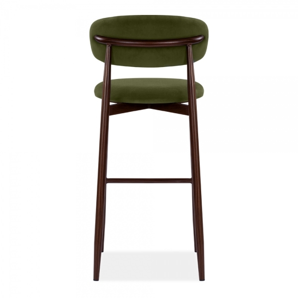 Halston Bar Stool, Olive Green Sustainable Velvet