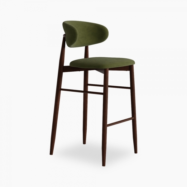 Halston Bar Stool, Olive Green Sustainable Velvet