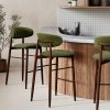 Halston Bar Stool, Olive Green Sustainable Velvet