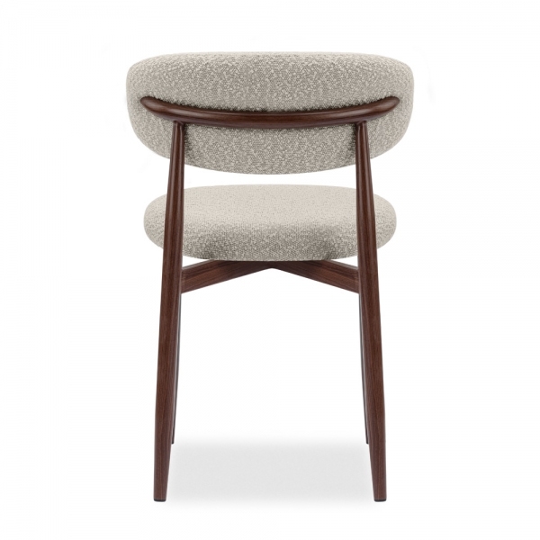 Halston Dining Chair, Speckled Stone Sustainable Boucle & Walnut Effect