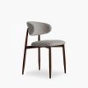 Halston Dining Chair, Speckled Stone Sustainable Boucle & Walnut Effect