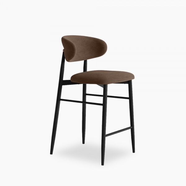 Halston Kitchen Stool, Mocha Brown Sustainable Velvet