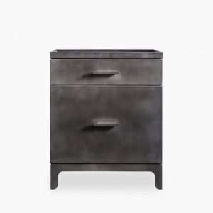 Harlem 2 Drawer Metal Bedside Table, Black